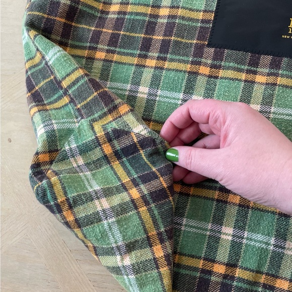 R13 Tote Bag Medium 2 Straps Oversized Flannel 💚 Green Plaid Grunge Street Luxe - Picture 9 of 16